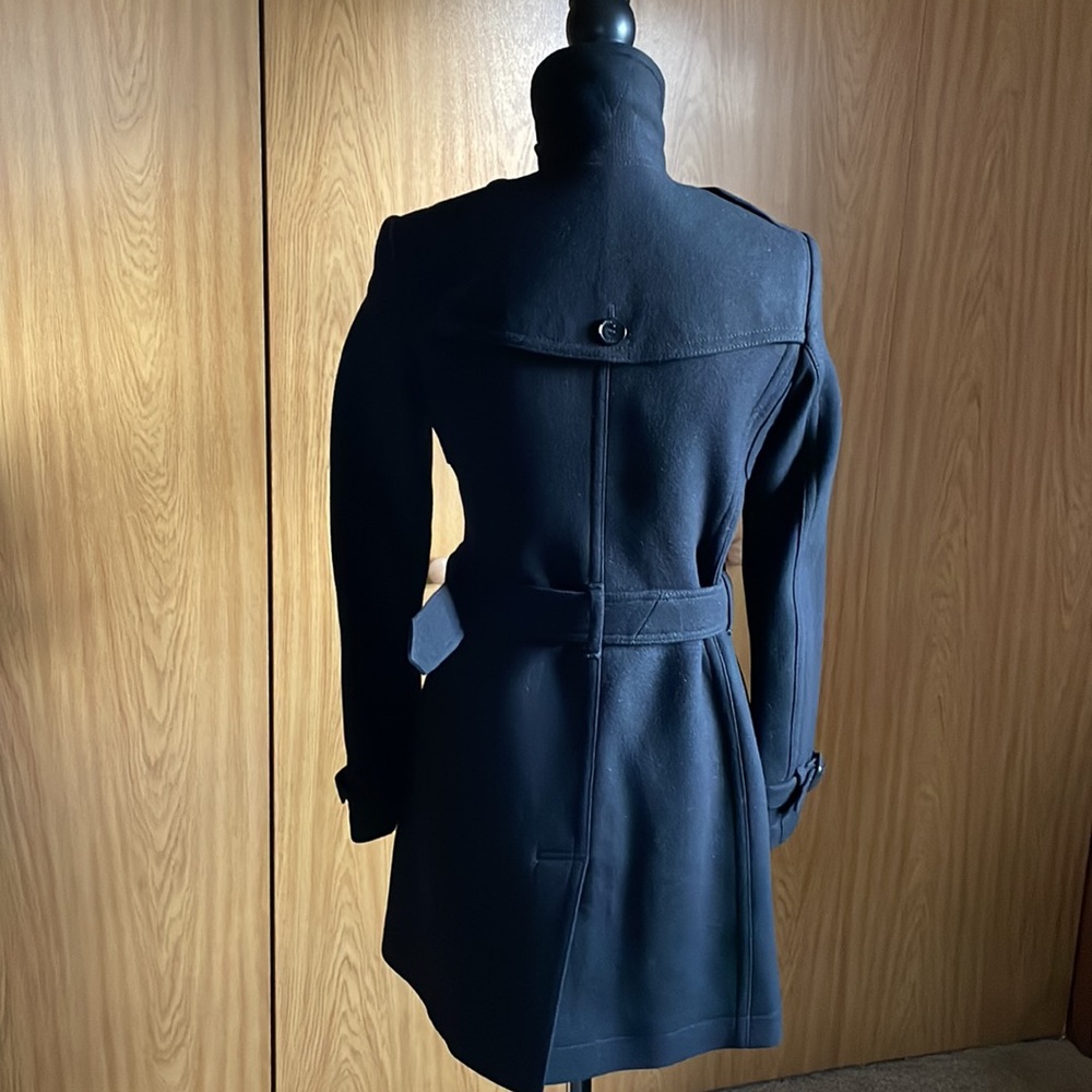 Burberry Black Double-Breasted Wool Trench Coat with Belt - Picture 6 of 12